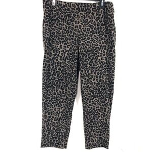 New Directions Leggings 14P Brown Leopard print stretch Capri
